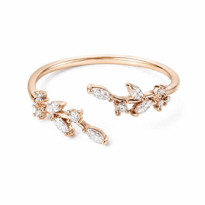 Dainty Leaf CZ Ring