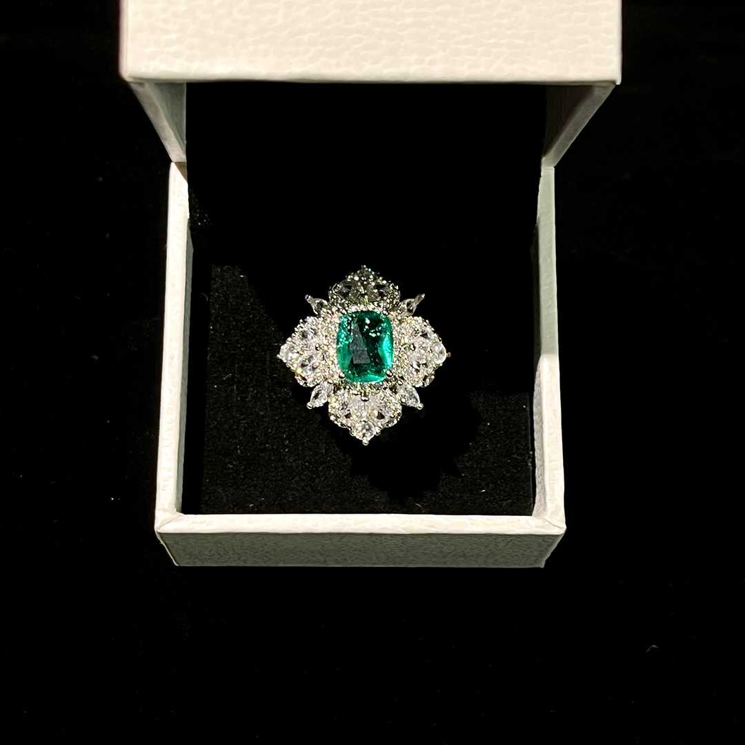 Emerald Halo Plated Ring